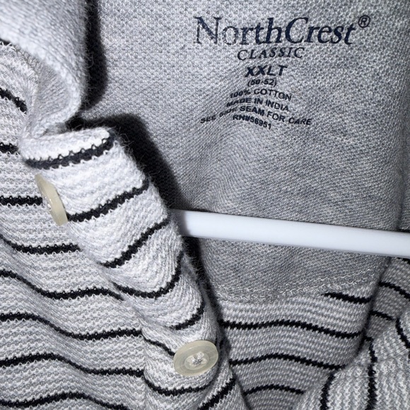 Northcrest Gray Striped Casual Button Down Shirt - Picture 3 of 4